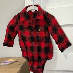 GAP Red and Black Plaid Kids Bodysuit